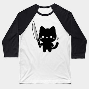 black cat with a knife Baseball T-Shirt